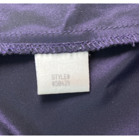Ann Taylor Women Tops Blouses Shimmering Purple Acetate Knotted Buttons, Size 8P - Picture 10 of 11